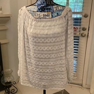 MICHAEL KORS OFF SHOULDER WHT LS TOP XL